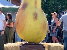Everyone wanted their picture with the giant pear.