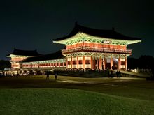 And last but not least, we were treated to this fabulous sight, Woljeonggyo, a covered wooden bridge with striking red columns, green roof beams and two end towers. It is thought to be the prettiest bridge in all of South Korea – even more so at night when it's illuminated with lights.