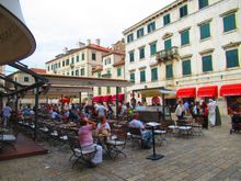 Then a square filled with restaurants and gelato shops.  I mean when you are being invaded by the Venetians, you want them to be fed.