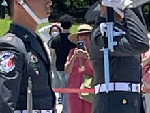 That's actually my wife directing the guards with her camera