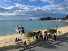 Several of the water taxi/shuttle services leave right from the beach here