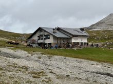 Rifugio Puez is remote—at 2475 meters, with no roads in or out. Staff and supplies come in by helicopter