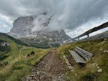 Appropriately placed bench on the very steep walk up to the lift station