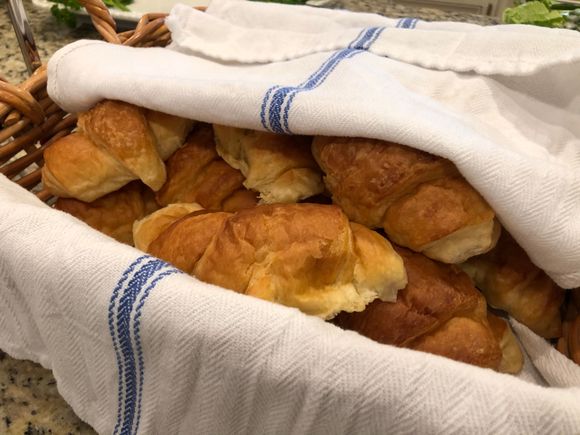 
Croissants under wraps to stay warm