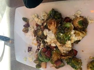 Roasted brussel sprouts with blue cheese and a 