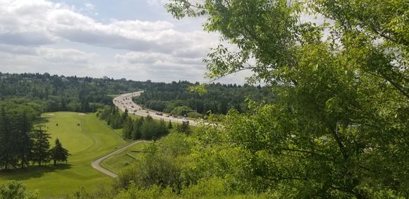 View from our home of the Valley ,the freeway, the gold course and the river