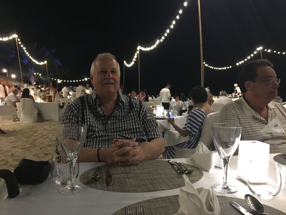 white beach BBQ was quite pretty.  White lights,tables,chairs, people dressed in white, BUT.......