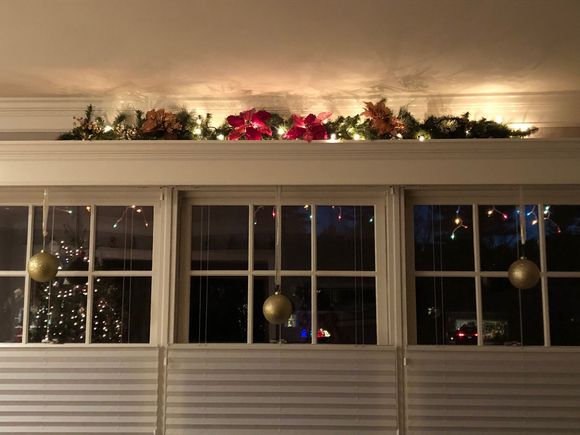 The front window.  DH made valance boxes for me years ago.  Little did he know why.