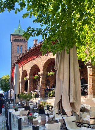 Former cathedral buildings, now shops and restaurants 
