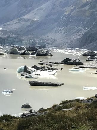 Large chunks of ice broken off from Hooker glacier