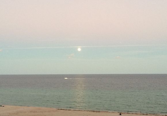 Full moon over the water tonight