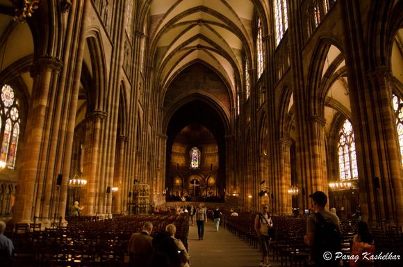 Interiors of Strasbourg Cathedral or the Cathedral of Our Lady of Strasbourg,
