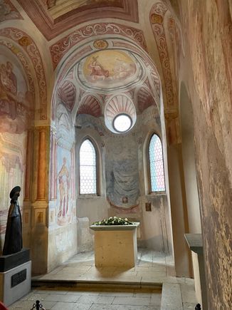 Amazing art on the walls of the little chapel