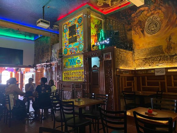 Inside cantina near the market (known for its urinal inside the bar, #  tourist trap)