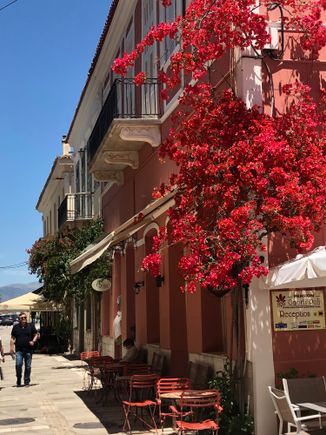 The pink building is our hotel