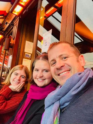 Cafe Bonaparte. (Nate bought his scarf at Diwali.) Yes, we are tres French, oui?