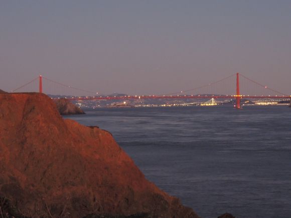 Silhouette sunset with Golden Gate Bridge at the background
