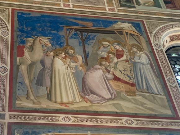 The Magi Worshipping the Baby Jesus while Halley’s Comet passes over.  Fresco by Giotto.  Capella degli Scrovegni