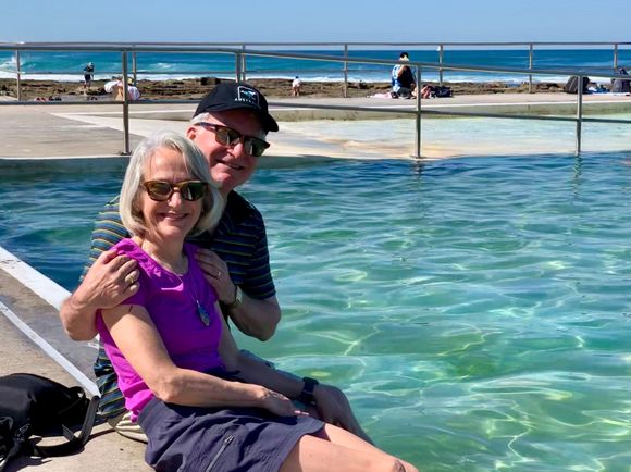 A pool filled with ocean water