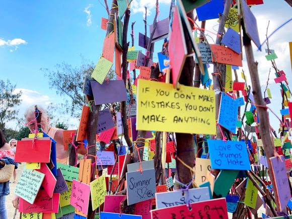 Close up of the message flags.
