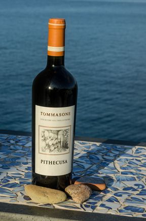 The Greeks settled here in 775 BC and as part of Magna Graecia called  Ischia 'Pithecusa'. Red grapes here are ruby red. They have colorful names such as Per e' Palumm (Pigeon's claws) and Piedirosso (red foot). Ischia sees 3-and-a-half million tourists per year (many middle-aged Germans) and it'd be interesting to learn whether most prefer the local white or the local red?