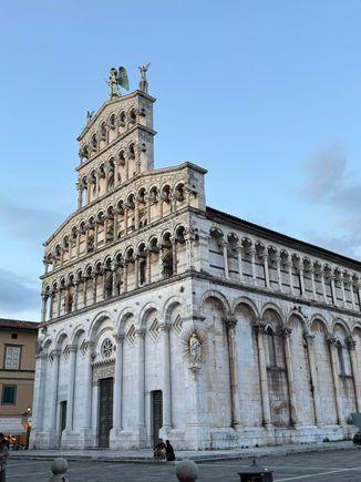 The beautiful San Michele in Foro with its exceptionally tall facade. 