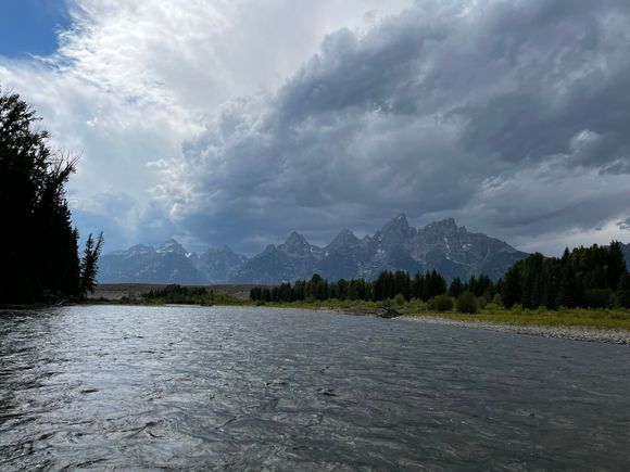 On Snake River, seeing approaching rain clouds