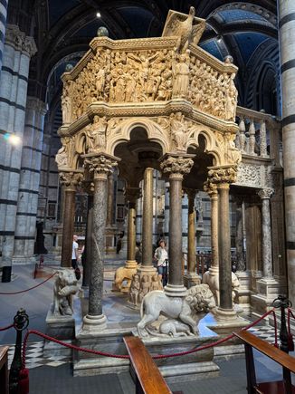 The carved marble pulpit