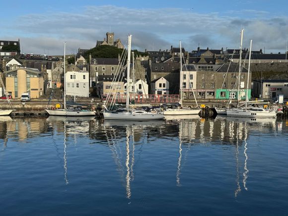 View of Lerwick from our cabin’s balcony 