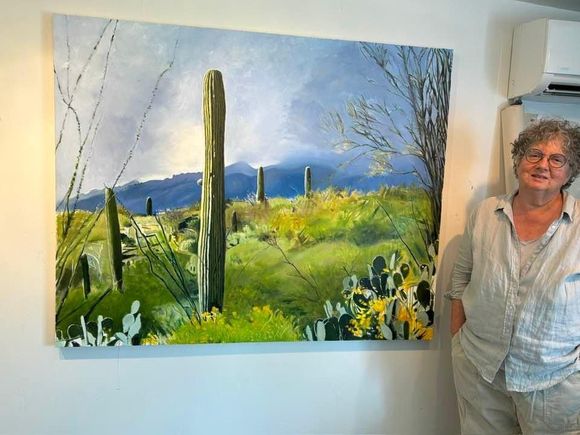 For folks who had asked to see finished painting. This is not the best photo  and doesn’t do it justice really.( I took it)  but she had an art photographer take some  which are not ready.  You can get an idea..

