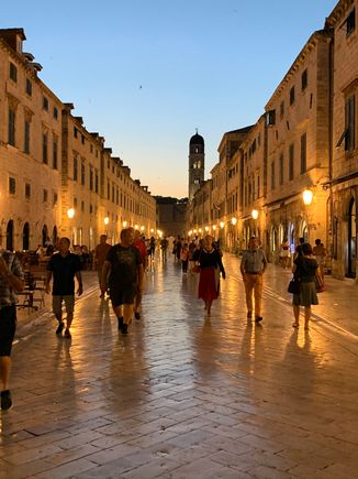 The Stradun in Dubrovnik at sunset on my first night.