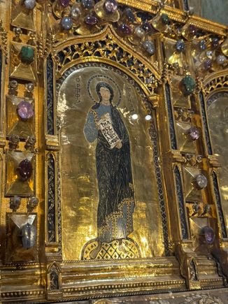 The Pala d'Oro in St. Mark's Basilica - the main altar - inside the altar is an urn that isn't visible that contains the remains of Mark, the Gospel writer. 