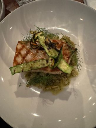 Ed's swordfish dinner at Cumulus. 