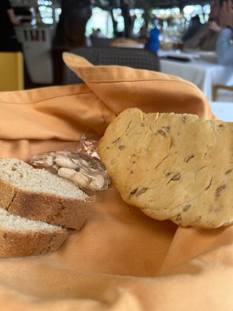 Bread service included the wonderful cracker-like delight on the far right, studded with seeds; I forgot to ask the name.   