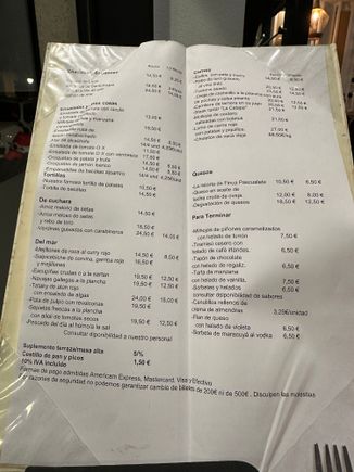 LA CATAPA CARTA (there are also off-menu items here, and in other restaurants; its always good to inquire if they are not revealed to you)