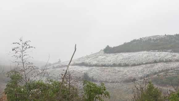 
Snow starting as we climb the mountain towards Sansarak village
Eser starts to nag for immediate return.
