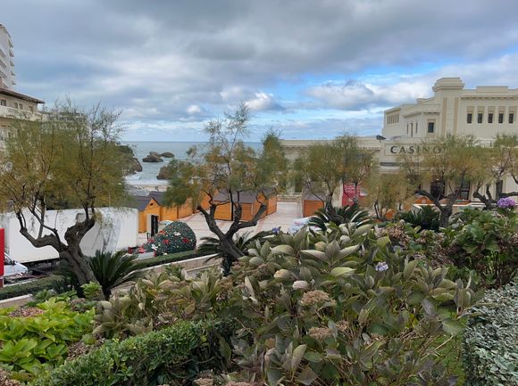 Preparations for the Christmas market in Biarritz, France. 
