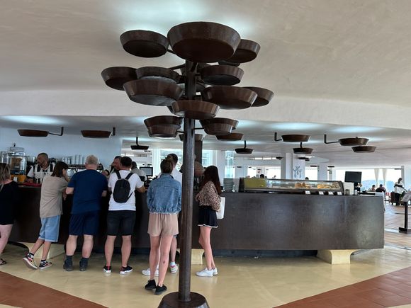 Casual restaurant in the visitors center, with sculpture by Manrique, and great view off surrounding park.