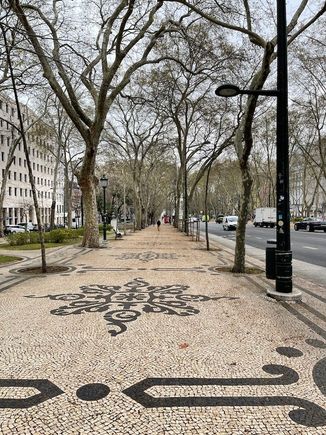 The uncrowded Avenida da Liberdade central promenade