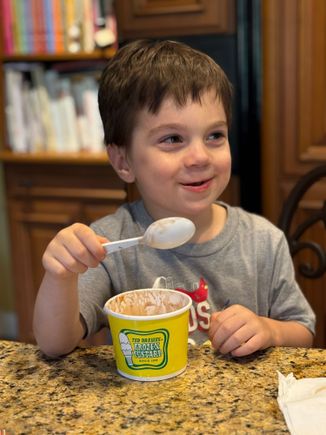 After putting it in the freezer, he was back in business!