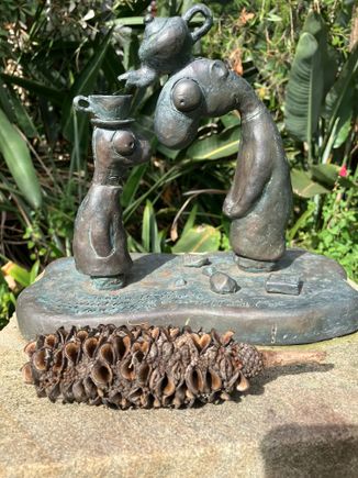 Sculpture on Peter Kingston Walkway and interesting cone (?) from a tree.