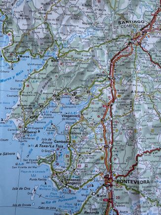 Portion of the Rias Baixas area of Galicia.  The "Rias" are the inlets that pierce the coast from the Atlantic Ocean and give Galicia an extraordinarily long length of coastline.