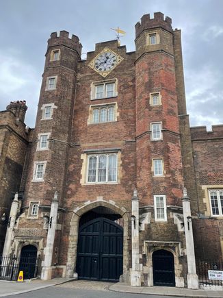 Here's the old digs of the Royals, St. James Palace.  Doesn't look like much outside but I've seen inside photos and it's pretty cool