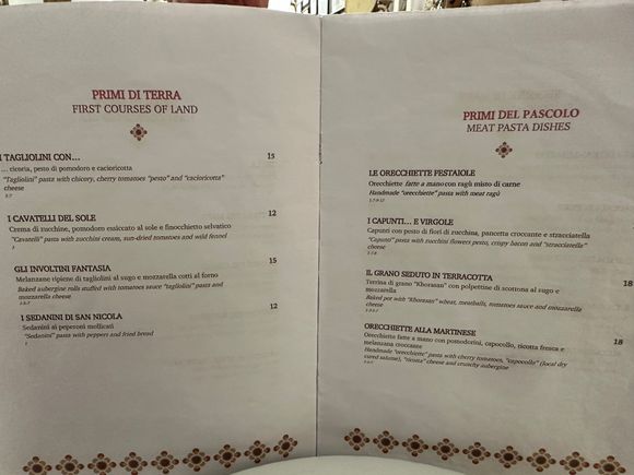The menu