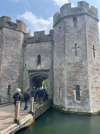 Crossing the moat into the Bishop's Palace