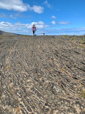 We are hiking a mile to the famous petroglyphs off the Chain of Craters Road but we were majorly underwhelmed.