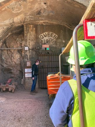 Riding the train into Copper Queen Mine in Bisbee