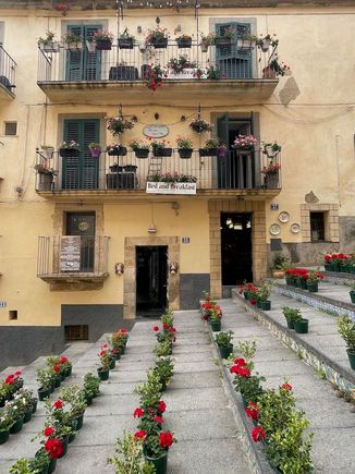 A horizontal view part way up