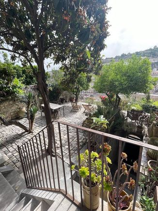 Our first view down onto the terrace