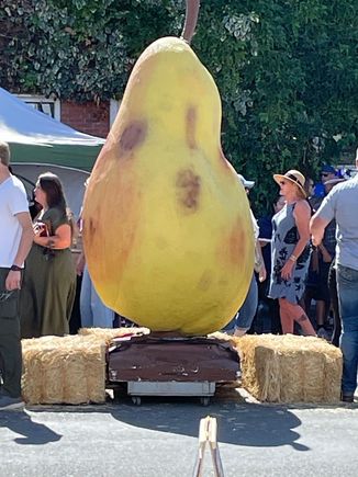 Everyone wanted their picture with the giant pear.